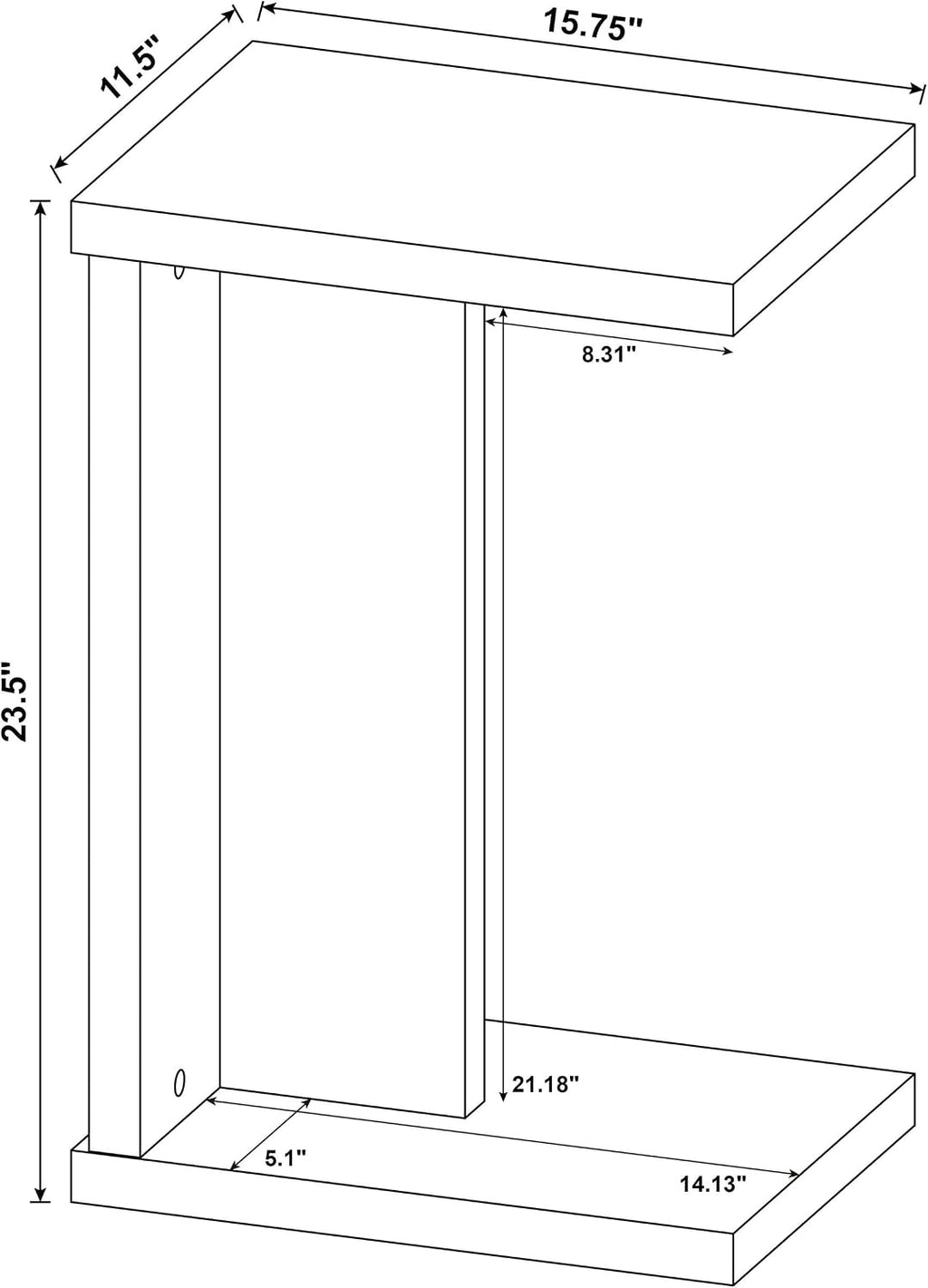 C-Shaped Side Table – Modern Rectangular Sofa Snack Table