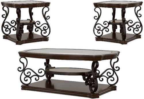 3-Piece Living Room Coffee Table Set, Modern Wooden Finish Accent Tables