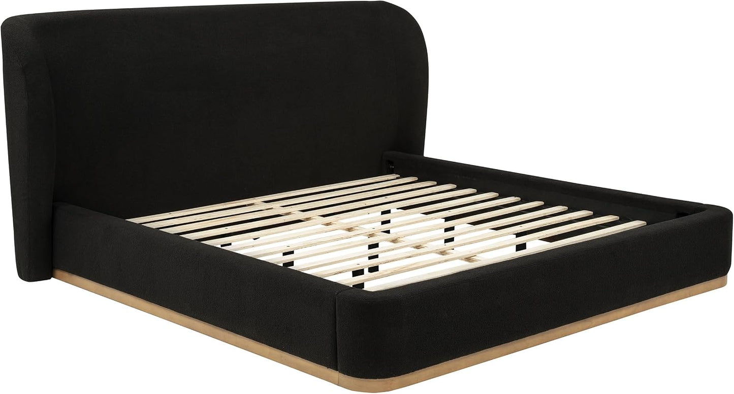 Modern Upholstered Platform Bed Frame with Headboard, Contemporary Bedroom Furniture