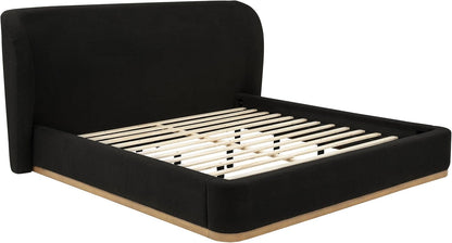 Modern Upholstered Platform Bed Frame with Headboard, Contemporary Bedroom Furniture