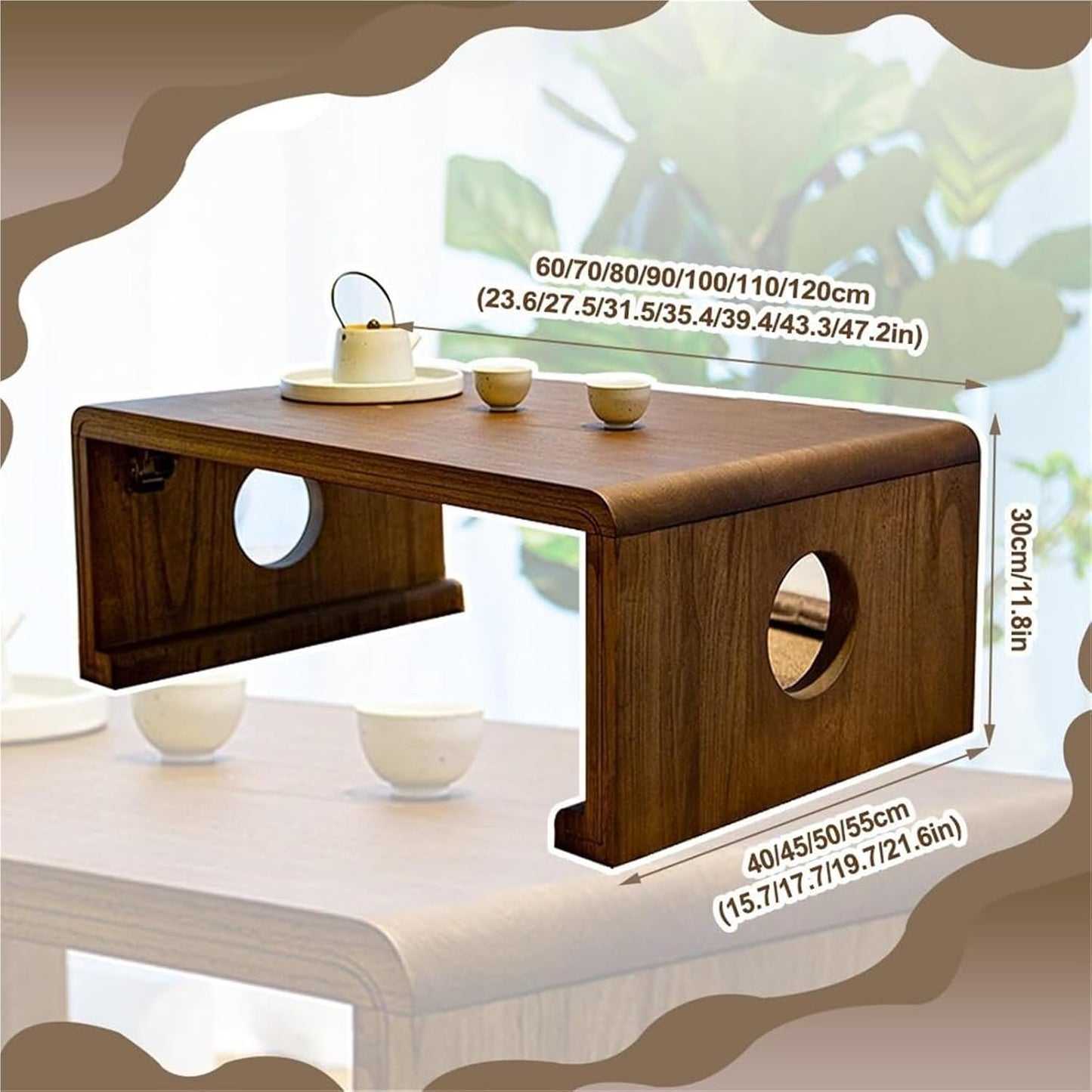 Japanese Low Folding Table – Minimal Meditation Breakfast Desk