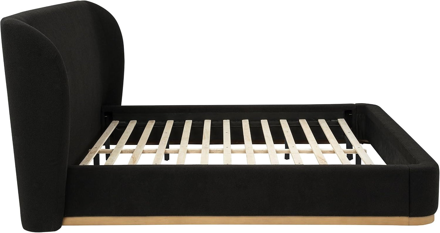 Modern Upholstered Platform Bed Frame with Headboard, Contemporary Bedroom Furniture
