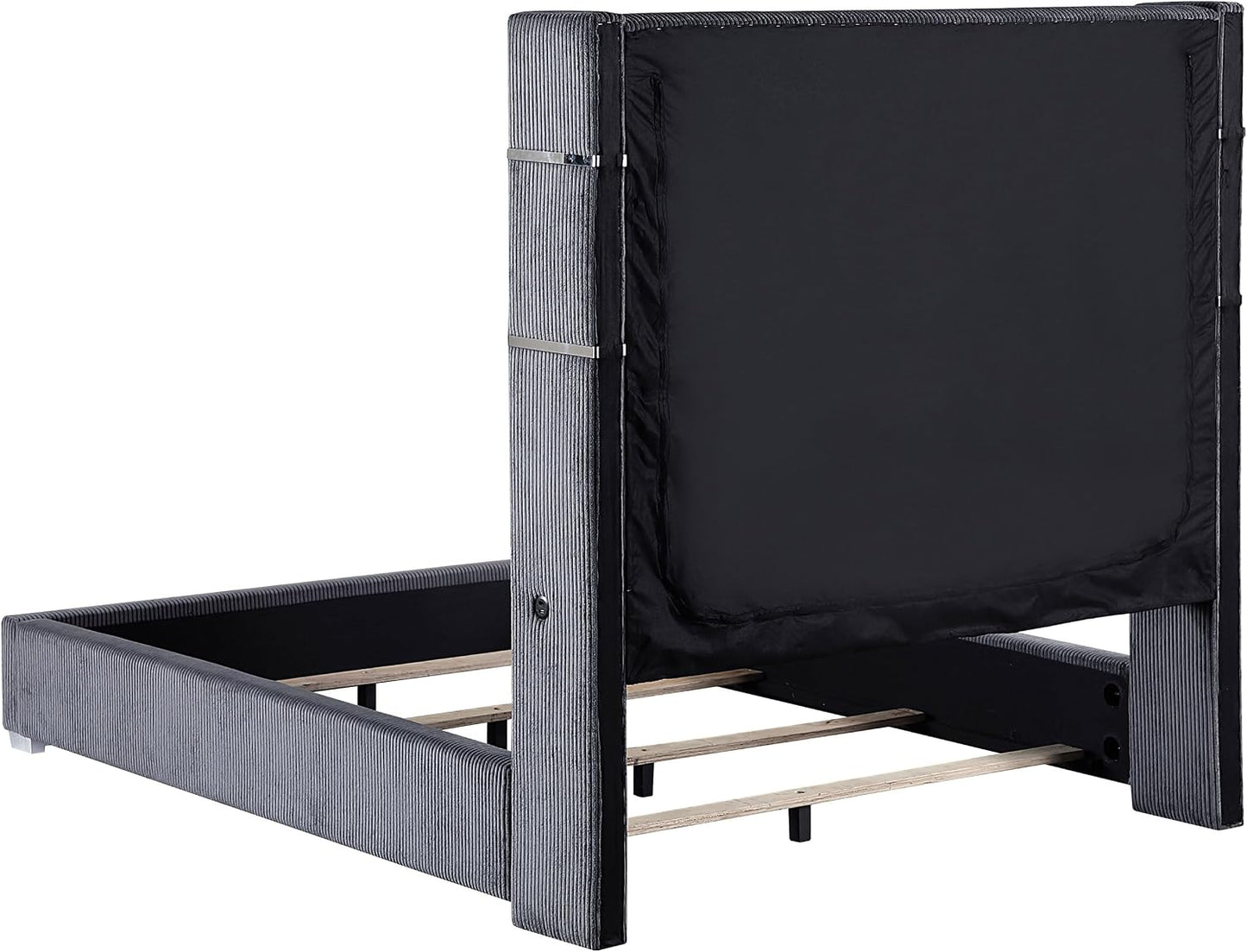 Modern Wooden Platform Bed Frame with Headboard, Minimalist Bedroom Furniture