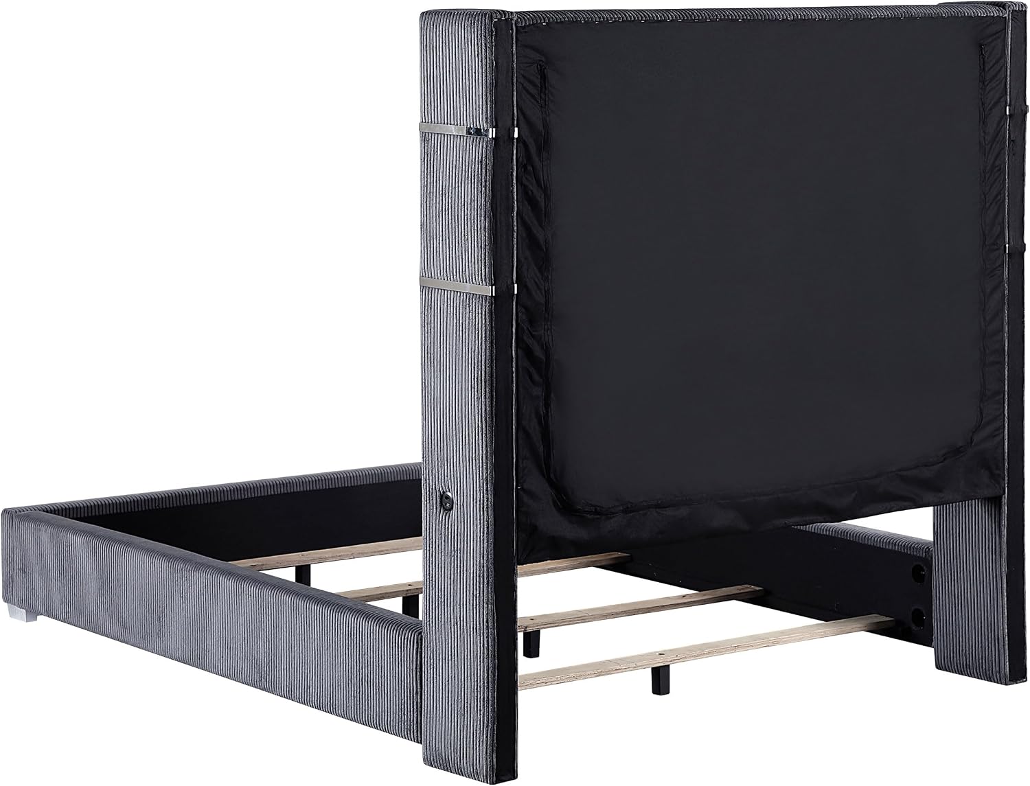 Modern Wooden Platform Bed Frame with Headboard, Minimalist Bedroom Furniture