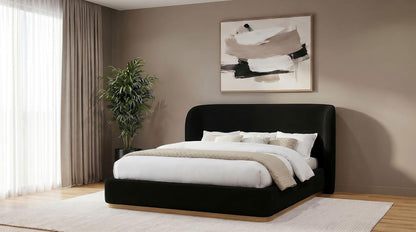 Modern Upholstered Platform Bed Frame with Headboard, Contemporary Bedroom Furniture
