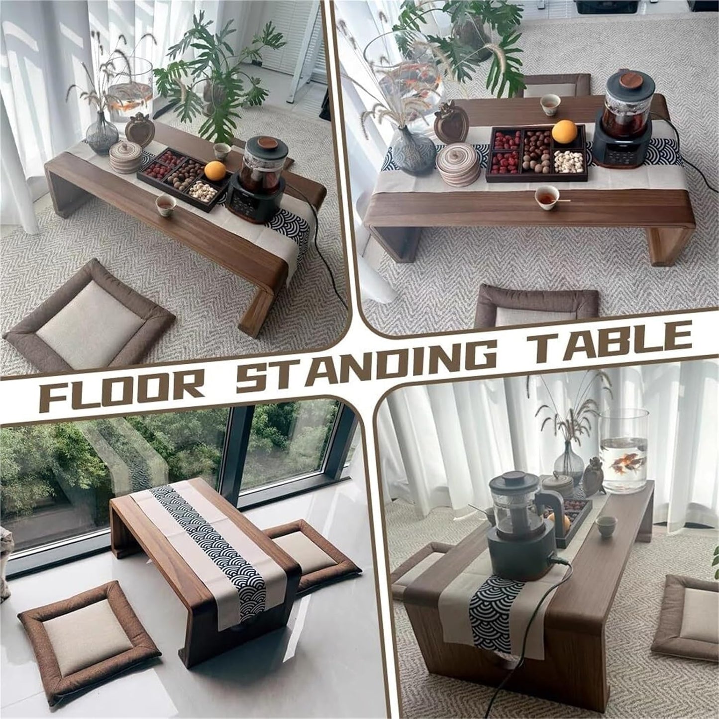 Japanese Low Folding Table – Minimal Meditation Breakfast Desk