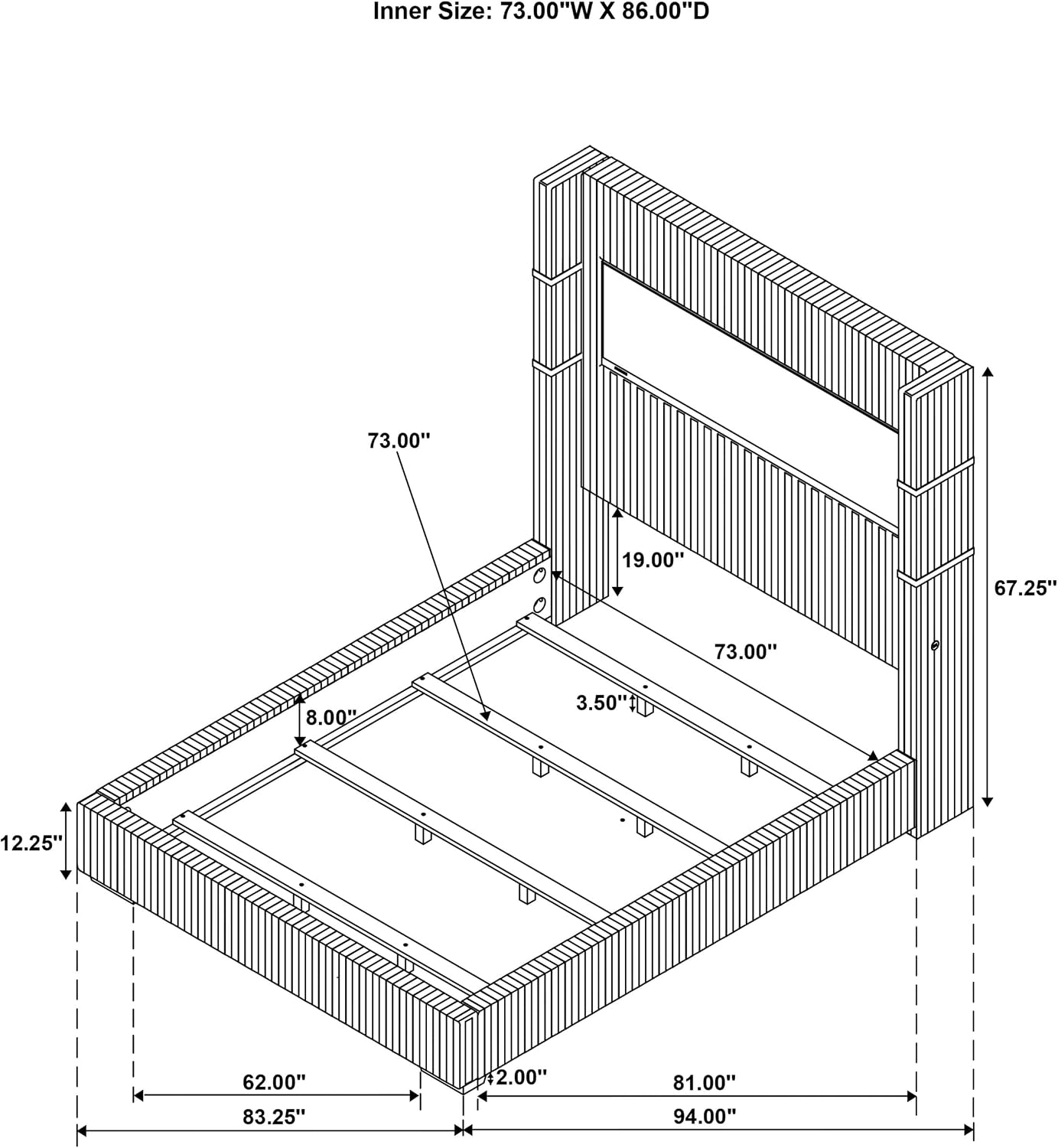 Modern Wooden Platform Bed Frame with Headboard, Minimalist Bedroom Furniture