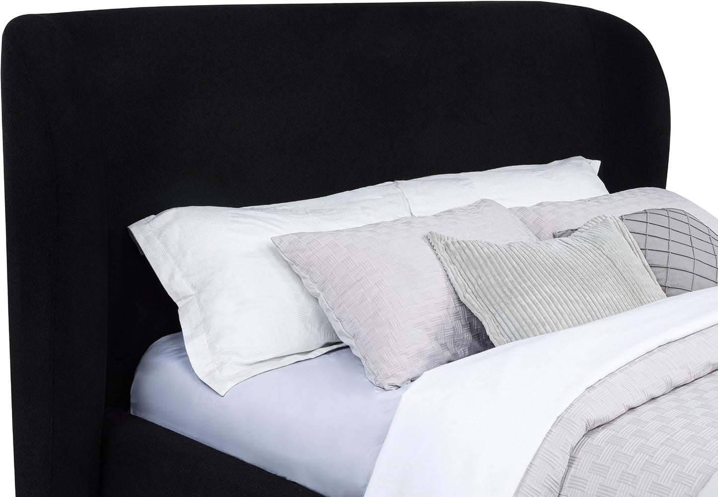 Modern Upholstered Platform Bed Frame with Headboard, Contemporary Bedroom Furniture