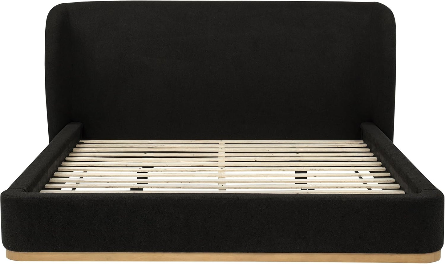 Modern Upholstered Platform Bed Frame with Headboard, Contemporary Bedroom Furniture
