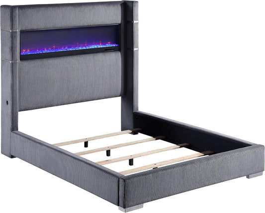 Modern Wooden Platform Bed Frame with Headboard, Minimalist Bedroom Furniture