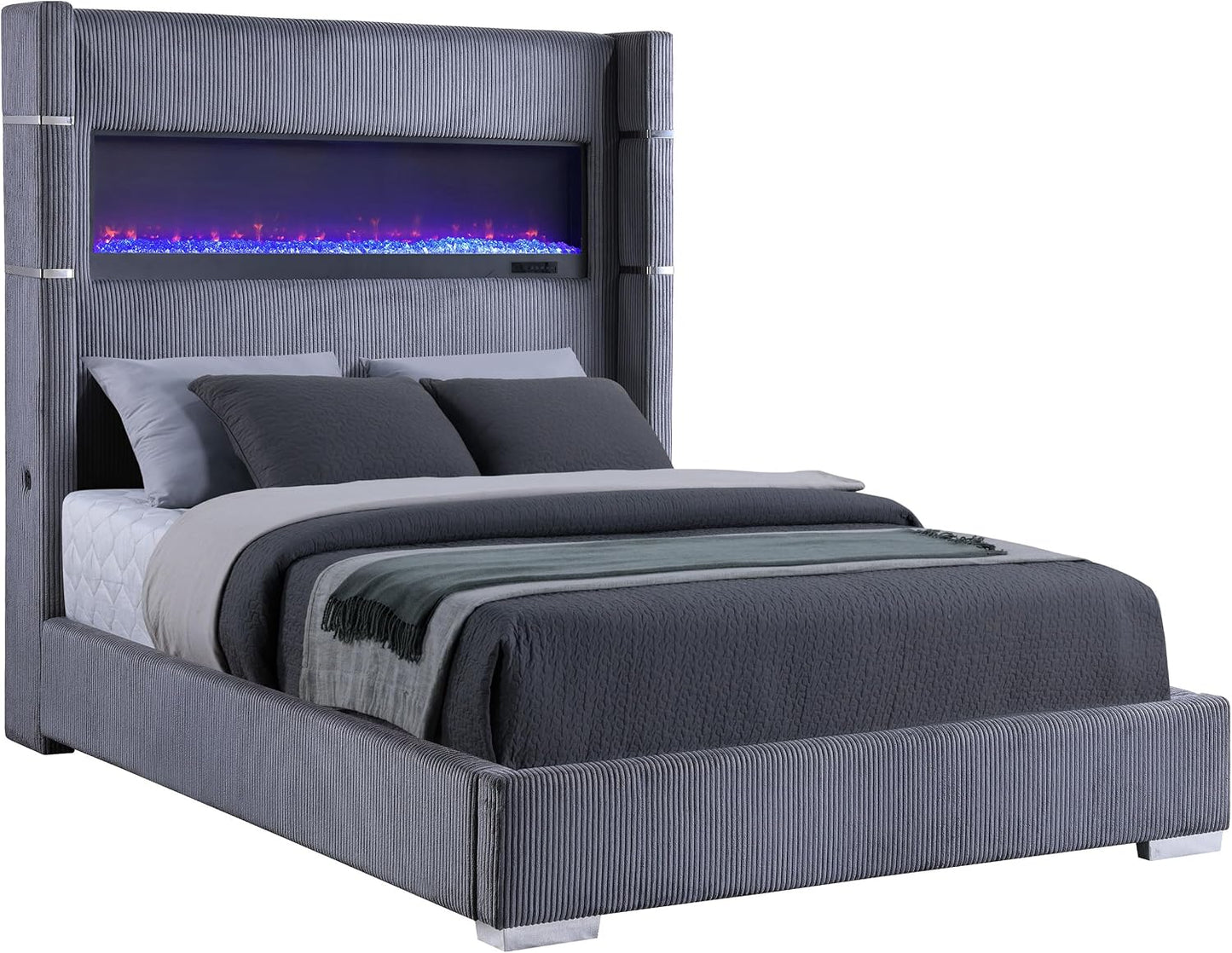 Modern Wooden Platform Bed Frame with Headboard, Minimalist Bedroom Furniture