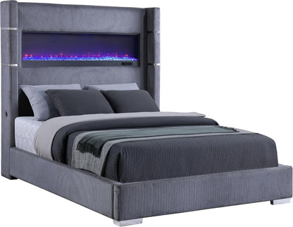 Modern Wooden Platform Bed Frame with Headboard, Minimalist Bedroom Furniture