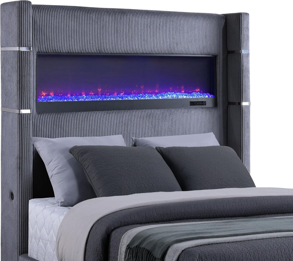 Modern Wooden Platform Bed Frame with Headboard, Minimalist Bedroom Furniture